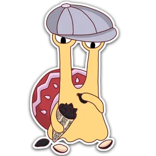 🐌 caracol, desenho animado, chapéu, jornal, animado, personagem telegram sticker