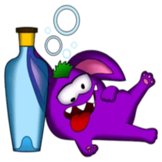 🍺 cartoon, monster, alcohol, drunk, purple, bottle telegram sticker