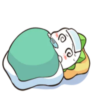 🤒 doente, constipado, desenho animado, febre, termômetro, dormir, fofo whatsapp sticker