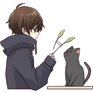 🐱 Anime, Gato, Menino, Fofo, Desenho animado telegram sticker