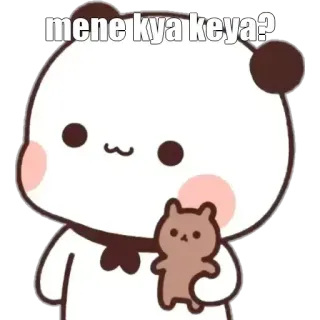 🤔 mene kya keya? mignon, panda, ours, kawaii, animal, mème whatsapp sticker