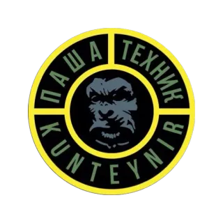 🙈 ПАША ТЕХНИК KUNTEYNIR cirílico, texto, gorila, animal telegram sticker
