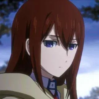 🎸 Kurisu Makise Steins;Gate anime, gadis, ilmuwan, jas lab, rambut coklat, serius telegram sticker