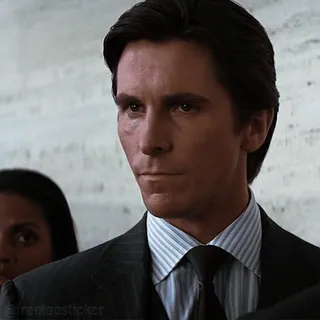 😐 Patrick Bateman American Psycho Patrick Bateman, American Psycho, Christian Bale, filme, filme, empresário whatsapp sticker