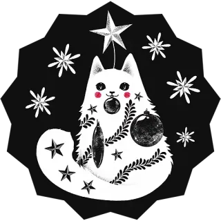 😋 noël, chat, ornements, étoile, fête, hiver, festif telegram sticker