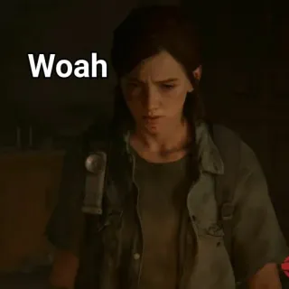 😲 Ellie Williams The Last of Us Woah ellie, the last of us, impactada, mujer, juego telegram sticker