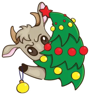 😊 ziege, weihnachtsbaum, weihnachten, festlich, stern, ornament telegram sticker