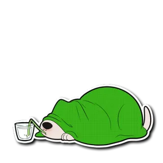 💬 dog, drinking, cute, animal, covered, chill, green, sticker telegram sticker
