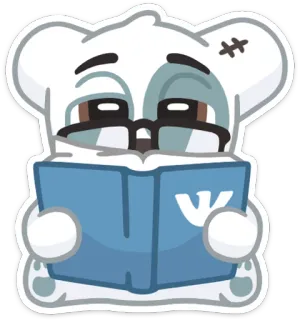 📚 oso, leyendo, libro, gafas, dibujos animados whatsapp sticker