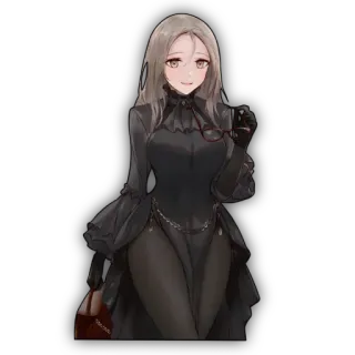 🔥 Anime meisje, Lange mouwen, Digitale kunst, Jurk, Bril telegram sticker