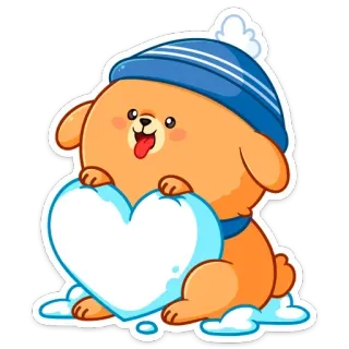 ❤️ 狗, 冬天, 雪, 心, 可爱, 动物, 贴纸 telegram sticker