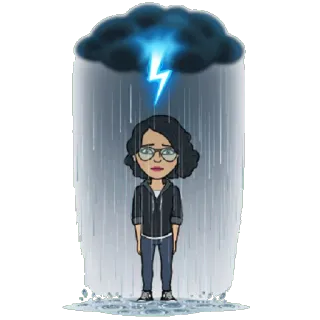 ⛈ triste, lluvia, nube, tormenta, emocional, pensativo, bitmoji telegram sticker