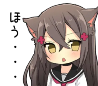 😮 Anime, Cô gái, Tai mèo, Kawaii, Chibi, Đồng phục học sinh telegram sticker