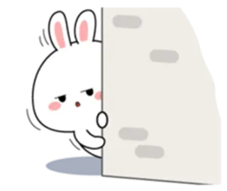 😔 lapin, autocollant, dessin animé, coup d'oeil, timide, mignon telegram sticker