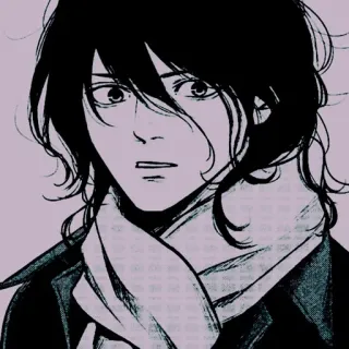 ♾ uomo, sciarpa, ritratto, anime, manga whatsapp sticker