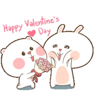 ❤ Happy Valentine's Day valentinstag, liebe, süß, cartoon, tiere, bär, hase, herz, feiertag telegram sticker