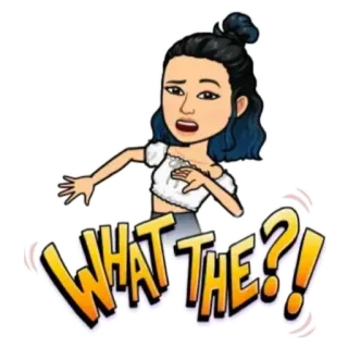 😩 WHAT THE?! bitmoji, удивлен, в шоке, вопрос, восклицание telegram sticker