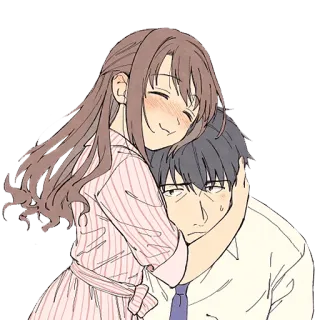 ❤️ Anime, Casal, Abraço, Amor, Afeição, Ilustração whatsapp sticker