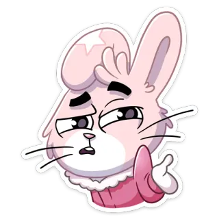 🔫 lapin, doigt d'honneur, grossier, dessin animé, rose, autocollant telegram sticker