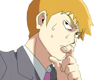 🤔 Reigen Arataka Mob Psycho 100 Anime, Reigen Arataka, Mob Psycho 100, Pensando, Personaje, Manga telegram sticker