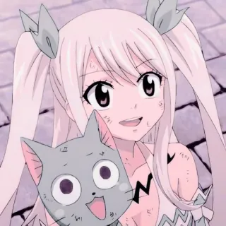 🎏 Mavis Vermillion Fairy Tail Anime, Manga, Fairy Tail, Mavis Vermillion, Mago, Hada, Happy whatsapp sticker