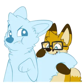 😋 fox, furry, cartoon, animal, character, cute, glasses telegram sticker
