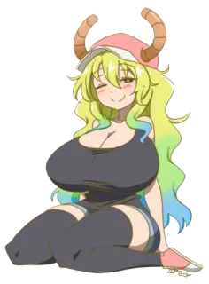 😌 Lucoa Miss Kobayashi's Dragon Maid anime, draak, meisje, hoorns, schattig whatsapp sticker