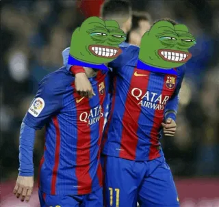 😂 Лягушонок Пепе, Футбол, Мем, Спорт, Футбол, Барселона telegram sticker
