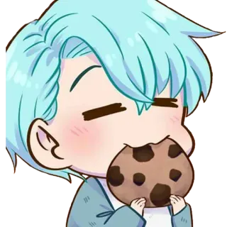 😚 Cartone animato, Carino, Anime, Biscotto, Chibi, Mangiare telegram sticker