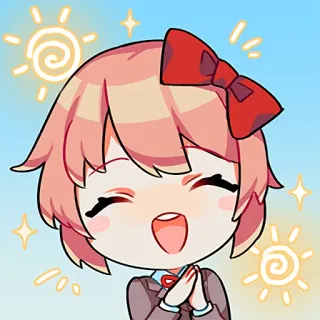 😄 Sayori Doki Doki Literature Club! 애니메이션, 카와이, 귀여운, 행복한, 치비, Sayori, Doki Doki Literature Club! telegram sticker