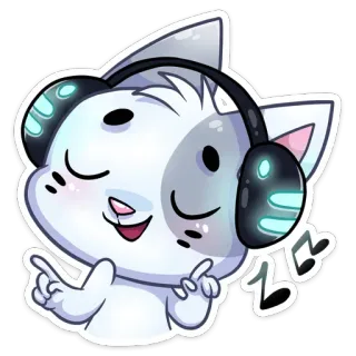 🤤 Katze, Kopfhörer, Musik, süß, kawaii, Anime whatsapp sticker