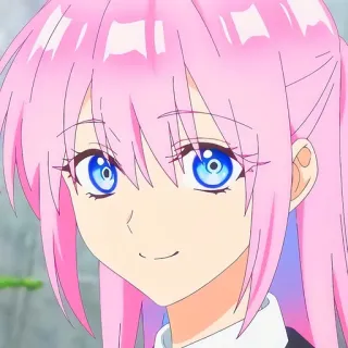 🙂 animé, fille, cheveux roses, mignon, souriant telegram sticker