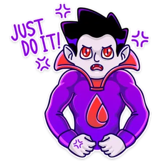 💪 JUST DO IT! vampire, cartoon, sticker, just do it telegram sticker