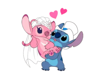 💑 Stitch Cartone animato, Amore, Matrimonio, Carino, Coppia, Stitch, Angelo telegram sticker