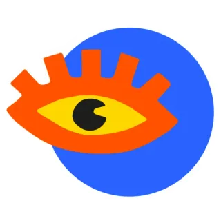 👀 ตา, สติกเกอร์, กราฟิก, การมองเห็น, นามธรรม, ส้ม, ฟ้า, เหลือง telegram sticker