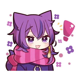 👍 Anime, Dessin animé, Mignon, Autocollant, Kawaii, Oreilles de chat telegram sticker