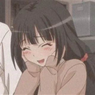 💘 Anime, Ragazza, Cartone animato, Carino, Sorridendo, Felice whatsapp sticker