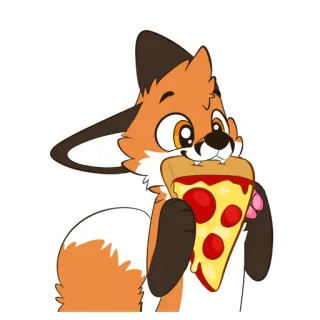 🍕 raposa, pizza, desenho animado, comida, animal, fofo whatsapp sticker