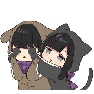 🫣 anime, cute, girl, cartoon, hug telegram sticker