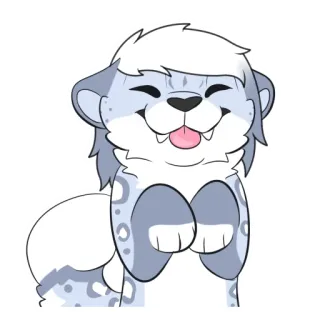😜 Fellwesen, Cartoon, Tier, Figur, Süß, Schneeleopard telegram sticker