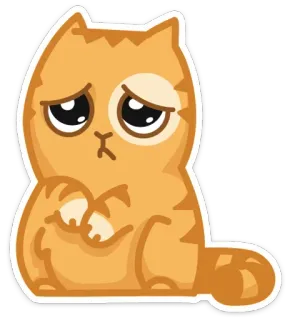 😞 gato, triste, fofo, desenho animado, adesivo, laranja, animal telegram sticker