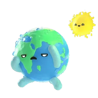 🥵 terre, soleil, dessin animé, planète, changement climatique, réchauffement climatique telegram sticker