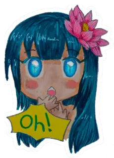 😲 Oh! cartoon, chibi, sticker, cute, flower, girl telegram sticker