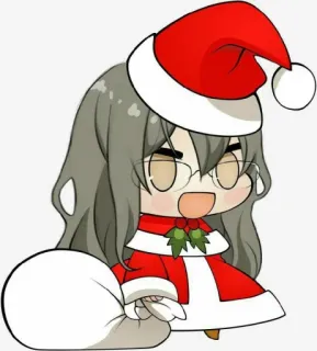 🎅 noël, père noël, animé, chibi, mignon, fête, hiver, célébration whatsapp sticker