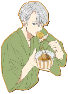 😋 Anime, Personaje, Comiendo, Comida, Pegatina telegram sticker