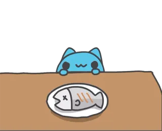 🐠 gato, peixe, mesa, fofo, animal, adesivo telegram sticker