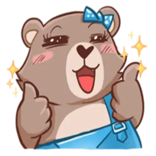 👍 熊, 可爱, 赞, 批准, 卡通, 贴纸 telegram sticker