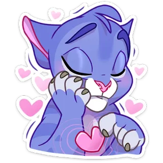 😍 cartone animato, animale, gatto, amore, cuore, carino, kawaii, adorabile telegram sticker