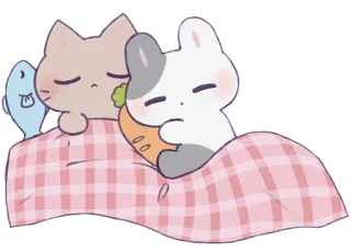 💤 Katze, Hase, schlafend, kawaii, süß, Cartoon, Tier, Bett whatsapp sticker