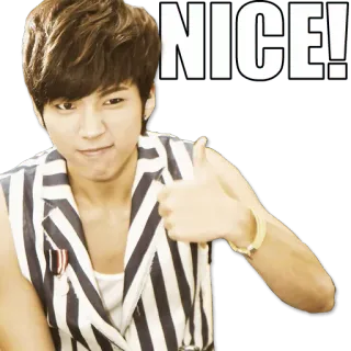👍 NICE! 엄지 척, 긍정적, 인정, 한국, 아이돌, 좋아요 telegram sticker